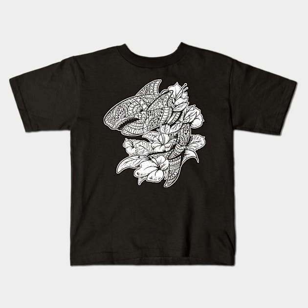 Shark Tribal Kids T-Shirt by Barabarbar artwork